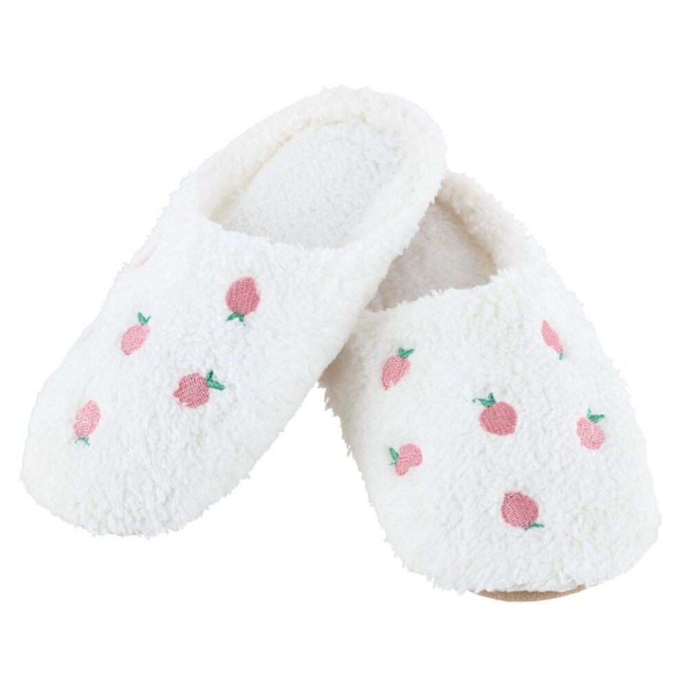 CTM Women's Strawberry Print Fur Slippers
